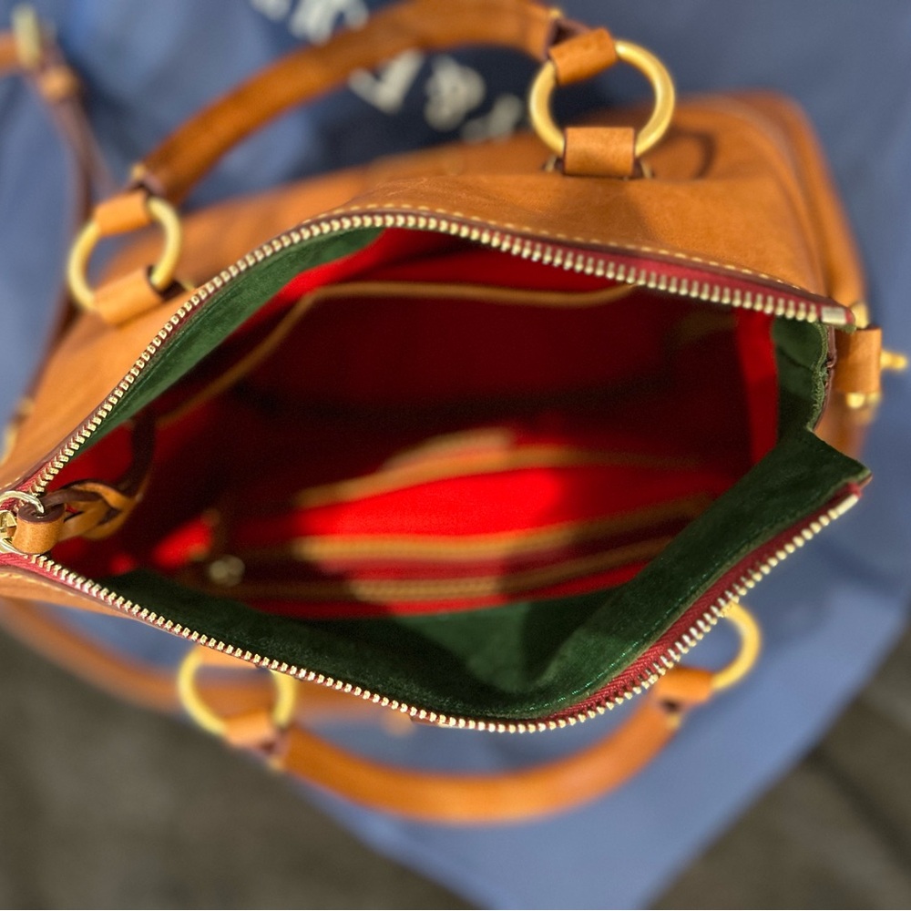 Dooney & Bourke Florentine Leather Satchel with Crossbody Strap - Natural - Picture 6 of 9